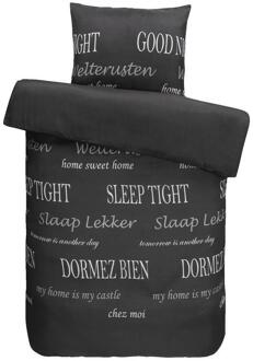 Dekbedovertrek Slaap Lekker - 140x200 Cm - Polyester - Zwart