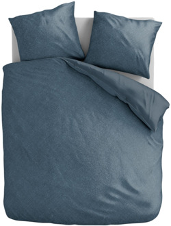 Dekbedovertrek Stonewash - Blauw - Eenpersoons (140x200 Cm) - Blauw Microvezel - - Fresh And Co - Dekbed-Discounter.nl - 140 x 200/220 cm