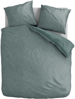 Dekbedovertrek Stonewash - Groen - Eenpersoons (140x200 Cm) - Groen Microvezel - - Fresh And Co - Dekbed-Discounter.nl