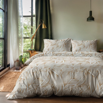 Dekbedovertrek Taupe Stripes - Eenpersoons (140x200 Cm) - Taupe Microvezel - Natuur - Zydante - Dekbed-Discounter.nl - 140 x 200/220 cm