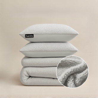 Dekbedovertrek Teddy - Lichtgrijs - Lits-Jumeaux (240x220 Cm) - Grijs Microvezel Teddy - Effen - Fresh And Co - Dekbed-Discounter.nl - 240 x 200/220 cm