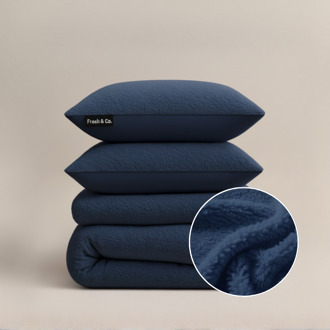 Dekbedovertrek Teddy - Navy - Eenpersoons (140x200 Cm) - Navy Microvezel Teddy - Effen - Fresh And Co - Dekbed-Discounter.nl