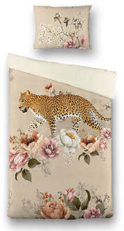 Dekbedovertrek Tiger Garden - Eenpersoons (140x200 Cm) - Beige Polyester-katoen - Natuur & Dieren - Fresh And Co - Dekbed-Discounter.nl - 140 x 200/220 cm