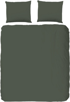 Dekbedovertrek Uni Olive Green-1-persoons (140 X 200/220 Cm) Groen