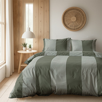 Dekbedovertrek Vertical Lines - Eenpersoons (140x200 Cm) - Meerkleurig Microvezel - - Fresh And Co - Dekbed-Discounter.nl