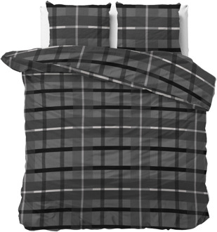 Dekbedovertrek - Vintage Check - Tweepersoons (200x200 Cm) - Wit Microvezel - - Sleeptime Classy - Dekbed-Discounter.nl