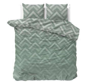 Dekbedovertrek - Wavey - Groen - Lits-Jumeaux (240x220 Cm) - Groen Microvezel - - Sleeptime Classy - Dekbed-Discounter.nl