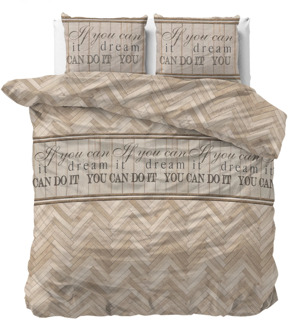 Dekbedovertrek You Can Do It - Lits-Jumeaux (240x220 Cm) - Wit Polyester-katoen - Patroon - Sleeptime Elegance - Dekbed-Discounter.nl - 240 x 200/220 cm