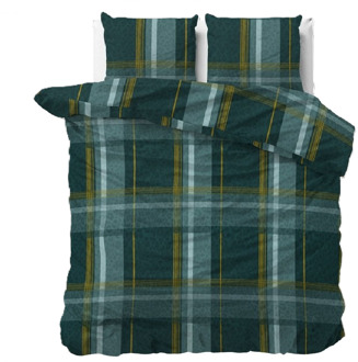 Dekbedovertrek Zion - Tweepersoons (200x200 Cm) - Groen Polyester-katoen - Ruiten - Sleeptime Elegance - Dekbed-Discounter.nl