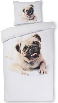 Dekbedset Pug 'Spike' Wit