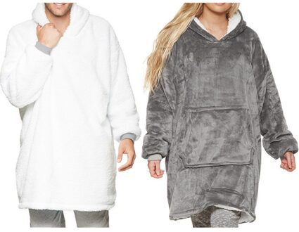 Deken Met Mouwen Vrouwen Mannen Oversized Hoodie Fleece Warme Truien Sweatshirts Giant Tv Deken Hoody Gewaad Casaco Feminino grijs