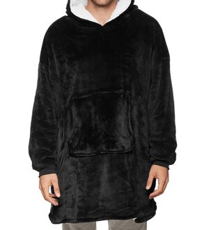 Deken Met Mouwen Vrouwen Mannen Oversized Hoodie Fleece Warme Truien Sweatshirts Giant Tv Deken Hoody Gewaad Casaco Feminino zwart