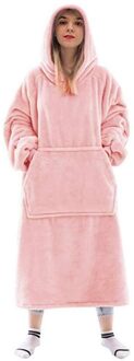 Deken Met Mouwen Vrouwen Oversized Hoodie Fleece Warme Truien Sweatshirts Giant Tv Deken Vrouwen Hoody Gewaad Casaco Feminino roze