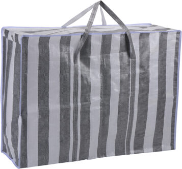Dekentas/wastas met rits - gestreept - grijs - 80 x 58 x 28 cm - speelgoed opbergtas - 130 liter
