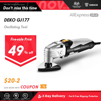 DEKO 110V/220V Variable Speed Electric Multifunction Oscillating Tool Kit Multi-Tool Power Tool Electric Trimmer Saw Accessories