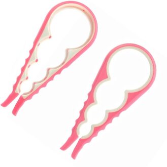 Deksel Jar Opener 4 In 1 Handy Screw Cap Jar Openers Multifunctionele Kan Flesopener Deksel Grip Wrench Fles keuken Gadgets roze