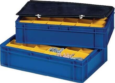 Deksel | L400xB300mm zwart | PP | passend voor transport-stapelkratten | 4 stuks - TK/D400 TK/D400