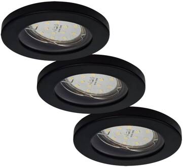 Delfan LED badkamer-inbouwlampen 3 stuks zwart