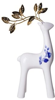 delfts blauw kerst - rendier goud, 31 cm