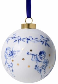 delfts blauw kerstbal - kerstengel, 8 cm