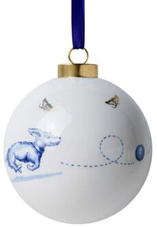 delfts blauw kerstbal - teckel nhaan ballenspel, 8 cm