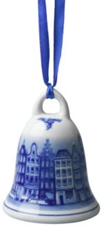delfts blauw kerstbel - grachtenpanden klein, 7,5 cm