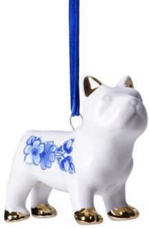 delfts blauw kerstornament - bulldog, 5,5 cm