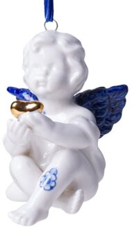 delfts blauw kerstornament - engel, 8 cm