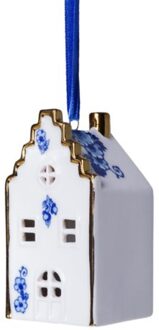 delfts blauw kerstornament - huisje trapgevel, 8 cm