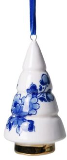 delfts blauw kerstornament - kerstboom kegel, 9 cm