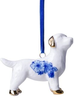 delfts blauw kerstornament - labrador, 5,5 cm