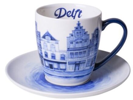 delfts blauw koffiemok met schotel delft