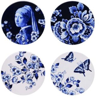 delfts blauw onderzetters dag & nacht set van 4