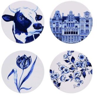 delfts blauw onderzetters hollandse plaatjes set van 4