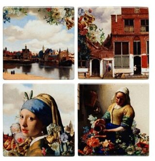 delfts blauw onderzetters vermeer klset van 4