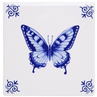 delfts blauw tegel - vlinder
