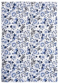 delfts blauw theedoek bloemen wit