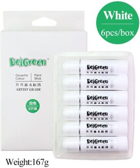 Delgreen Kunstenaar Grade Solid Gouache Sticks/Pastels/Kleurpotloden Zachte Basic/Macaron 12/18 Kleuren Graffiti Water Oplosbare kleurpotloden wit-6stk-doos