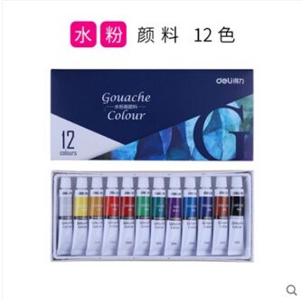 Deli 12/18/24 Kleur 12Ml Gouache Pigment Pak Voor Kinderen Schilderen Is Niet Giftig En Wasbaar artiest Student Art Supplies 12 kleur