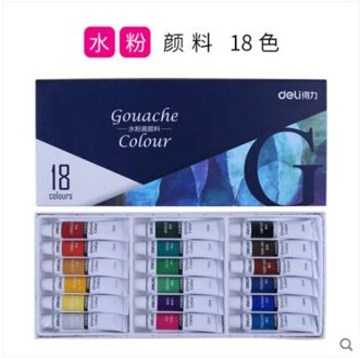 Deli 12/18/24 Kleur 12Ml Gouache Pigment Pak Voor Kinderen Schilderen Is Niet Giftig En Wasbaar artiest Student Art Supplies 18 kleur