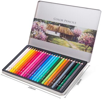 Deli 24/36 Kleur Potlood Vette Kleur Lood Student Kleurpotlood Handgeschilderde Professionele Schilderen Pen Ijzer Box Set Schilderen tool 24 In 1