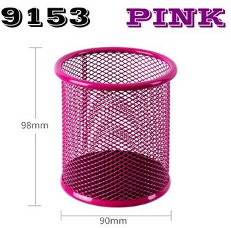 Deli 908 Metalen Potlood Stands Mesh Penhouder Desktop Briefpapier Metalen Pen Stand 9153-roze