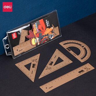 Deli Aluminium Heerser Set 4 Stks/set Metalen Geometrie Wiskunde Tekening Kompas Briefpapier Heersers Wiskundige Voor School groen