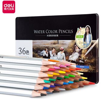 Deli Aquarel Potloden Ijzeren Doos Tekening Potlood Set Colores Profesionales Aquarelle Potloden Voor Schilderen Colouring Crayones 36 kleuren iron doos