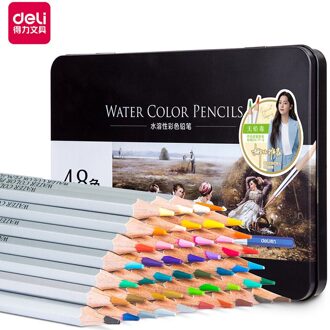Deli Aquarel Potloden Ijzeren Doos Tekening Potlood Set Colores Profesionales Aquarelle Potloden Voor Schilderen Colouring Crayones 48 kleuren iron doos
