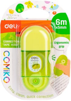 Deli Draagbare Correctie Tape Kawaii Wit Out Corrector Relatiegeschenk Briefpapier Studentenprijs School Office Supply EH350 6m groen