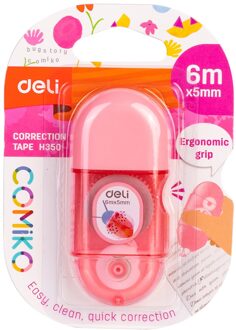 Deli Draagbare Correctie Tape Kawaii Wit Out Corrector Relatiegeschenk Briefpapier Studentenprijs School Office Supply EH350 6m roze