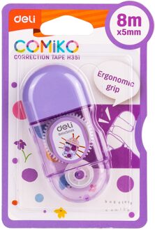Deli Draagbare Correctie Tape Kawaii Wit Out Corrector Relatiegeschenk Briefpapier Studentenprijs School Office Supply EH350 8m paars