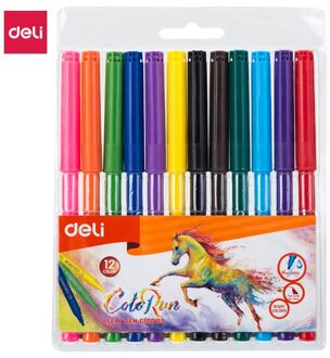 Deli Kleur Base Aquarel Pen Kinderen Schilderen 24/18/12 Niet Giftig Kleur Wasbaar Aquarel Pen Mark Schilderen Art levert 12 kleuren
