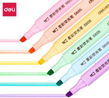 Deli Pastel Markeerstift Fluorescentie Markers 6 Stks/zak Voor Journaling School Kantoorbenodigdheden Markeerstiften Pen S605